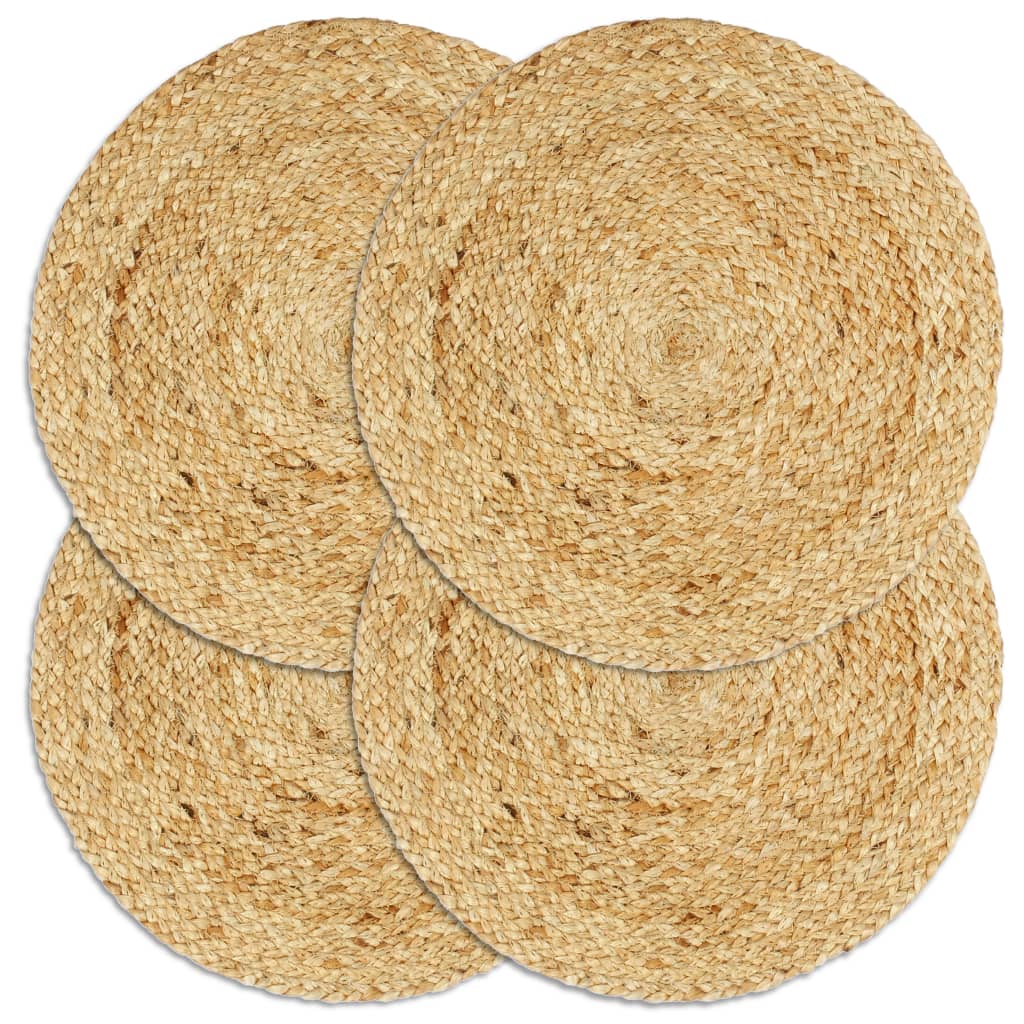 Placemats 4 st rond 38 cm jute natuurlijk - Griffin Retail