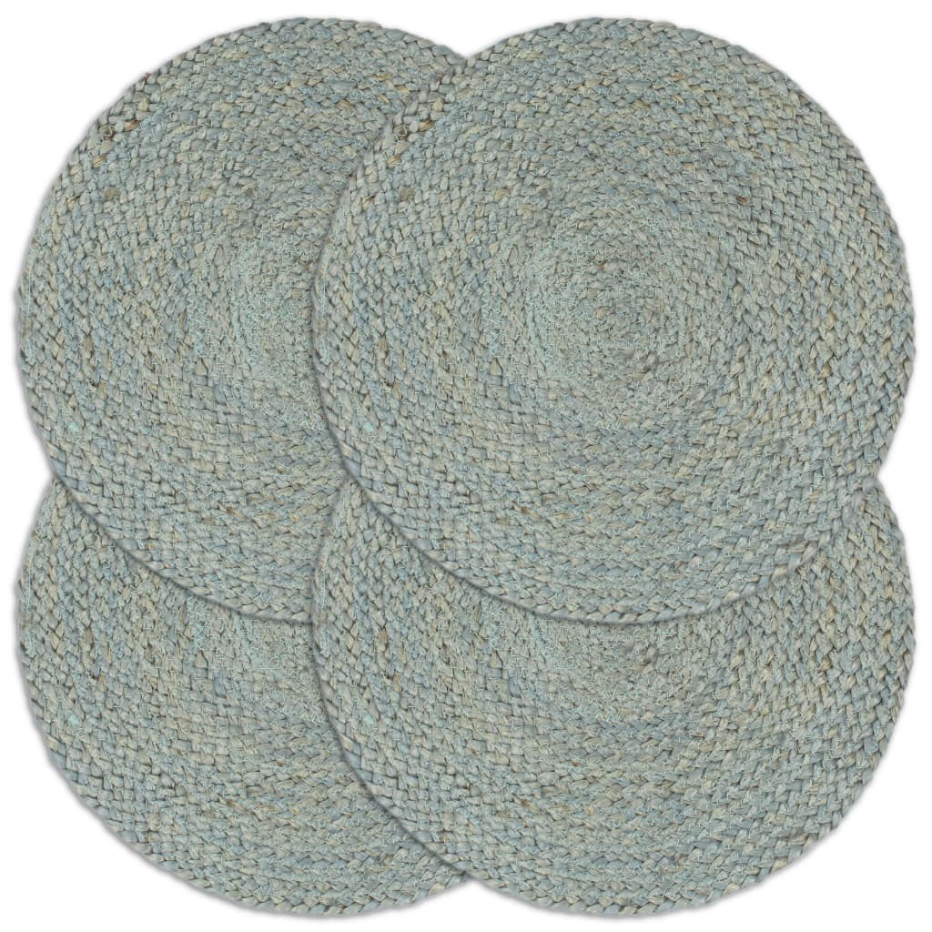 Placemats 4 st rond 38 cm jute olijfgroen - Griffin Retail