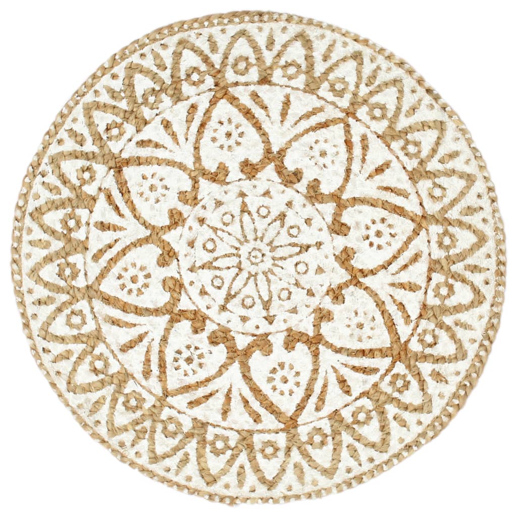 Placemats 4 st rond 38 cm jute wit - Griffin Retail