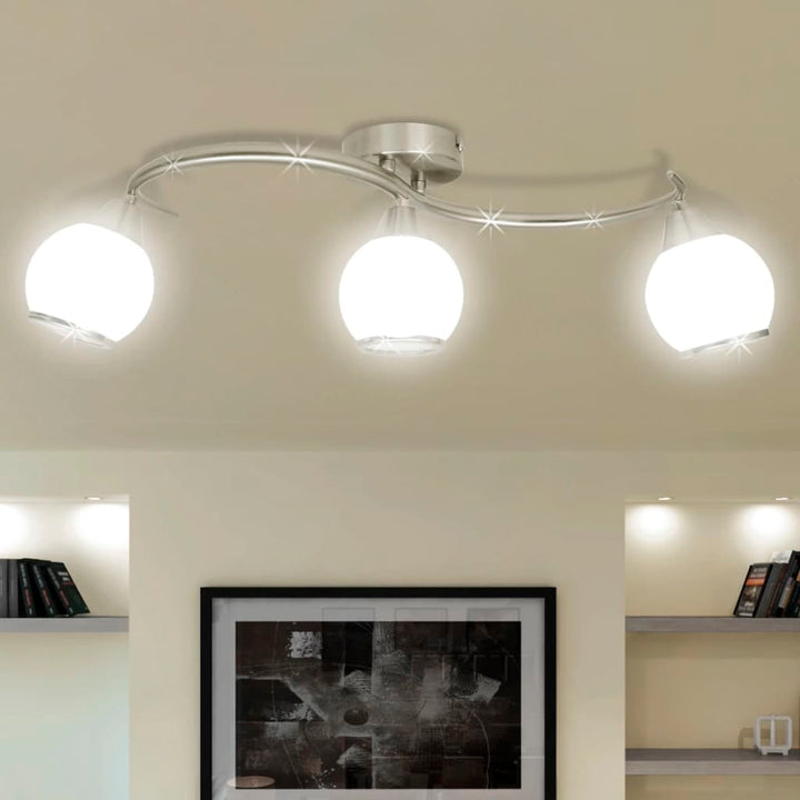 Plafondlamp glazen kappen + golvende rail voor 3 x E14 peertjes - Griffin Retail