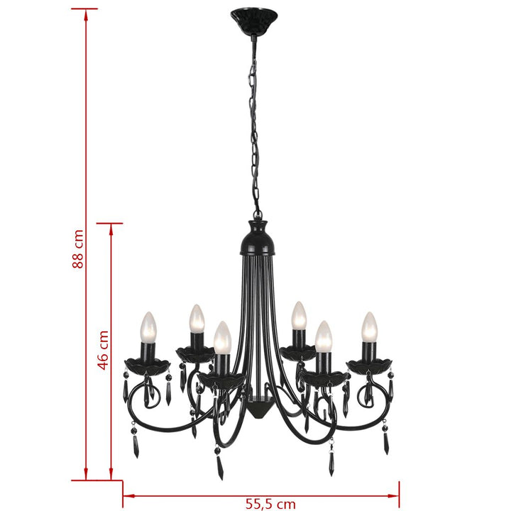 Plafondlamp kroonluchter 6 lampjes zwart - Griffin Retail