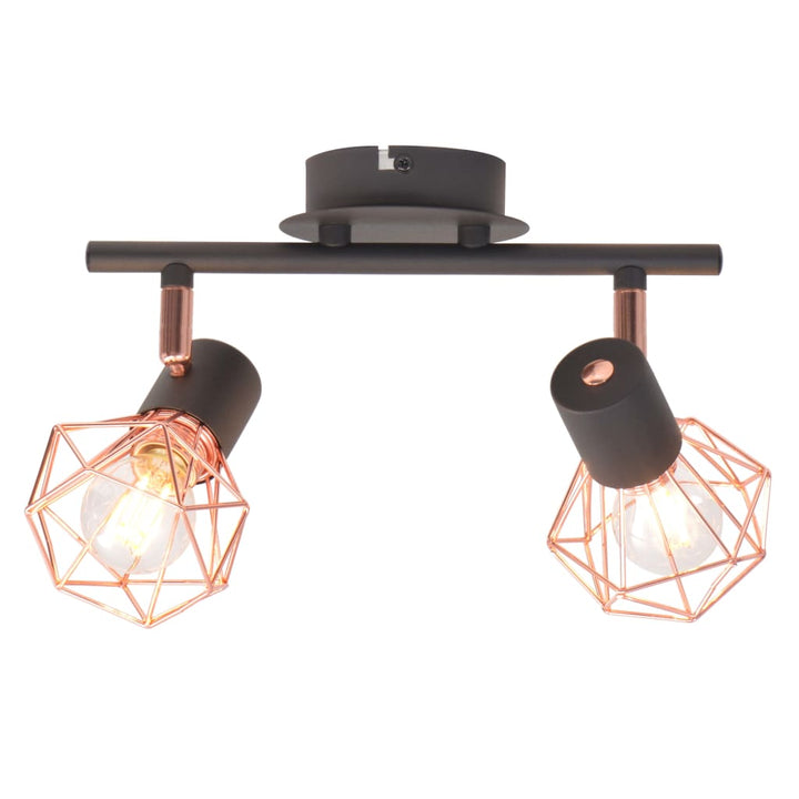 Plafondlamp met 2 spotlights E14 zwart en koper - Griffin Retail