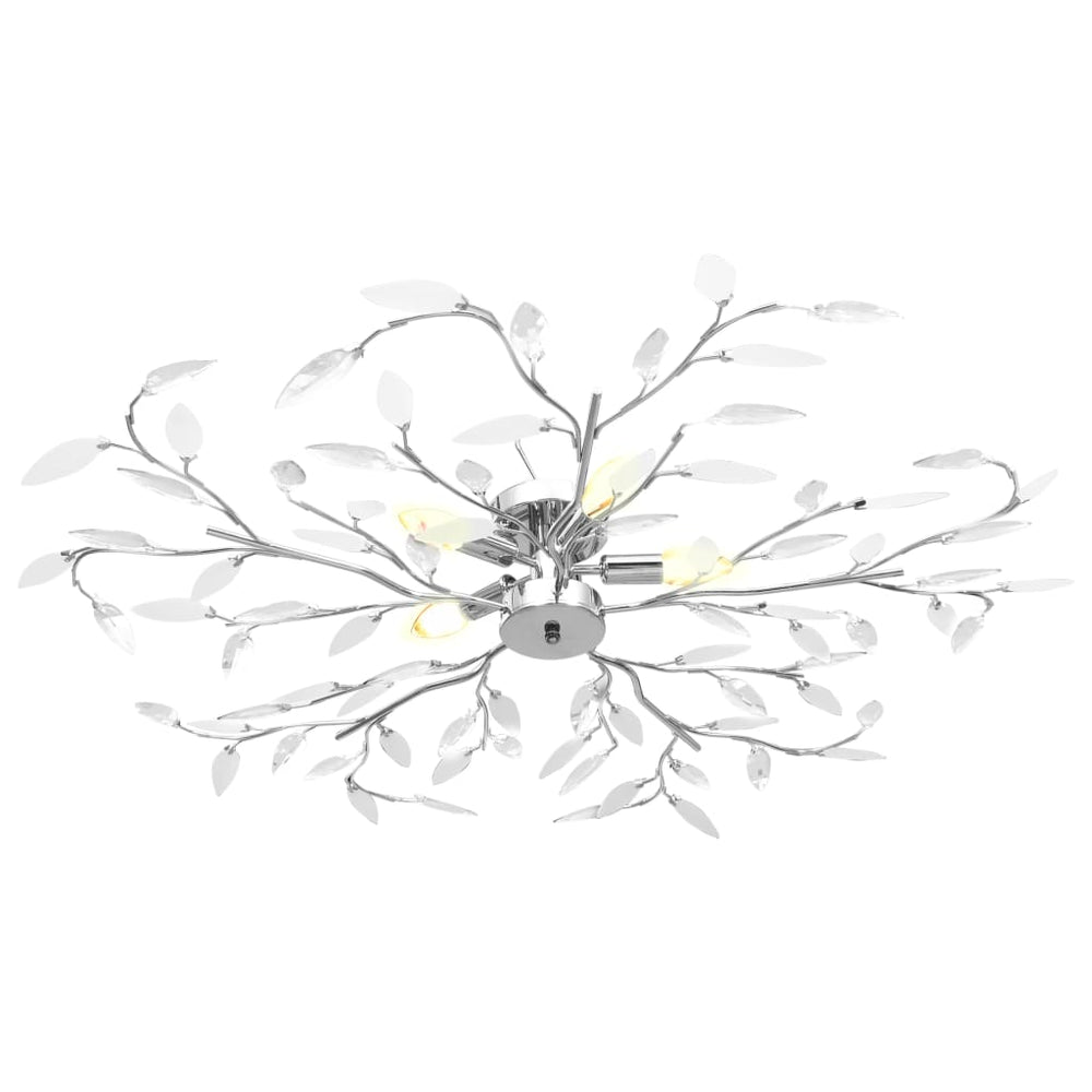Plafondlamp met acryl kristallen bladarmen voor 5xE14 wit - Griffin Retail