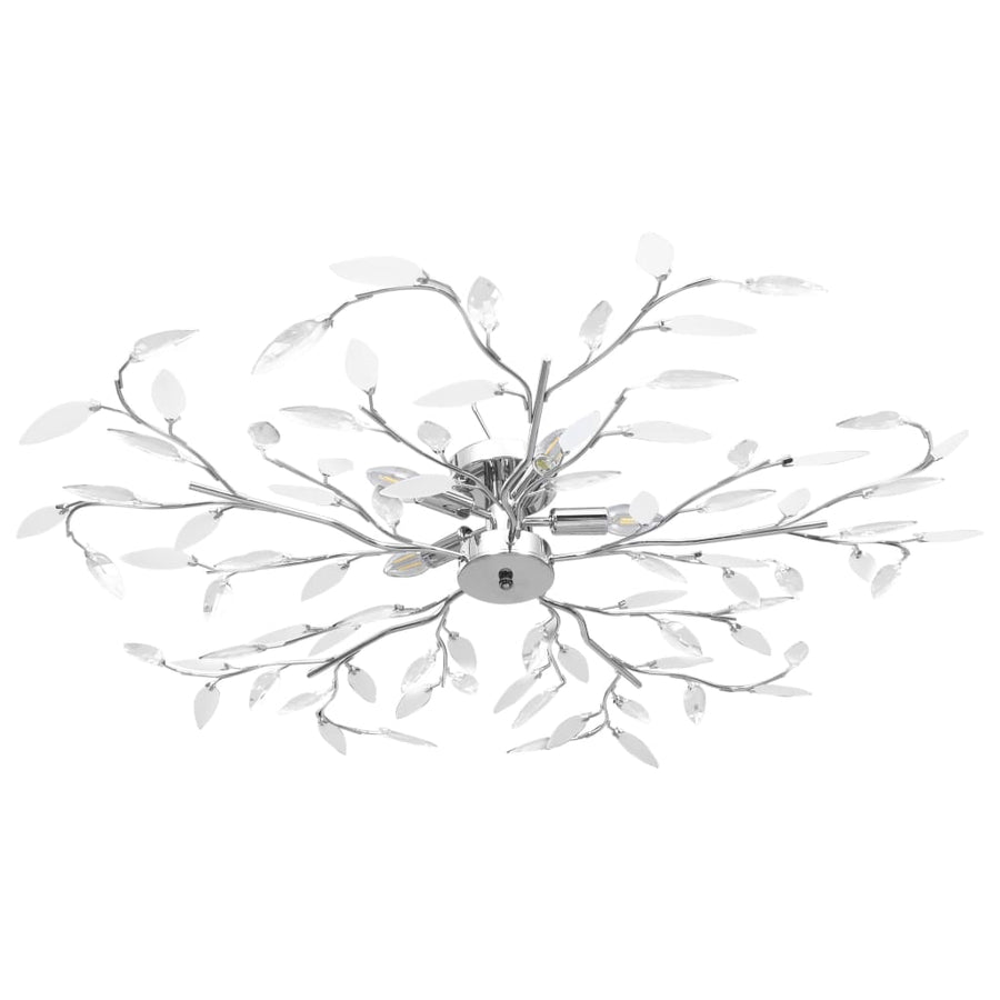 Plafondlamp met acryl kristallen bladarmen voor 5xE14 wit - Griffin Retail