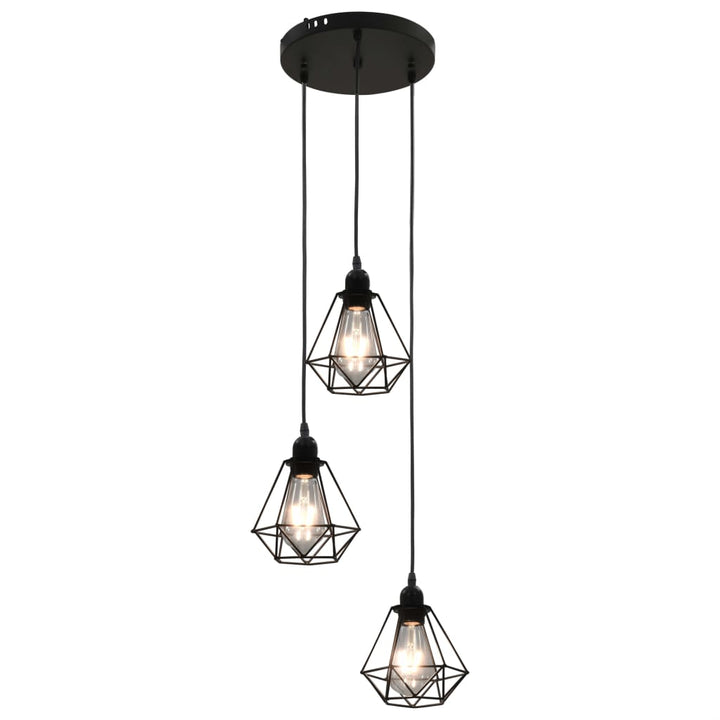 Plafondlamp met diamantvorm 3xE27 zwart - Griffin Retail