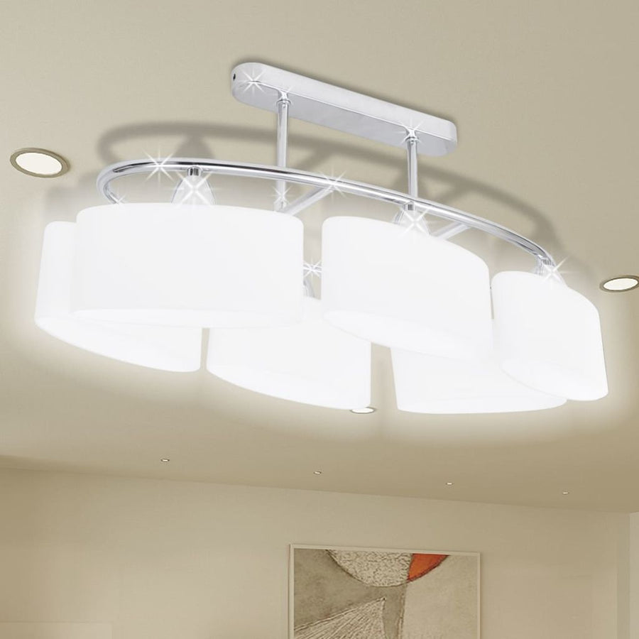 Plafondlamp met ellipsvormige glazen kappen 6xE14 - Griffin Retail