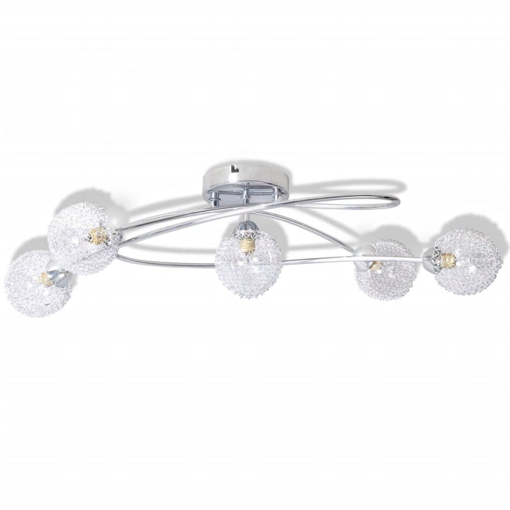Plafondlamp met gaasdraad kappen voor 5 x G9 peertjes - Griffin Retail