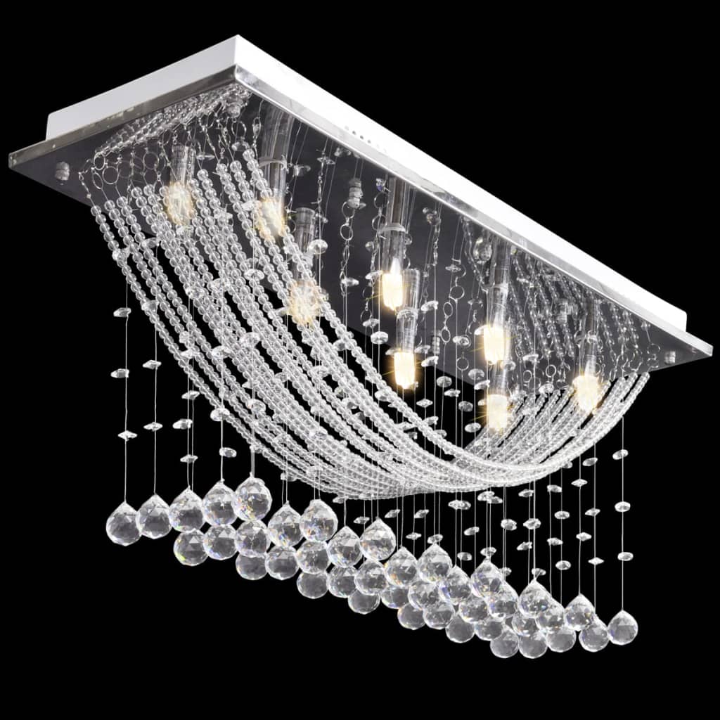Plafondlamp met glinsterende glas kristallen kralen 8xG9 29 cm - Griffin Retail