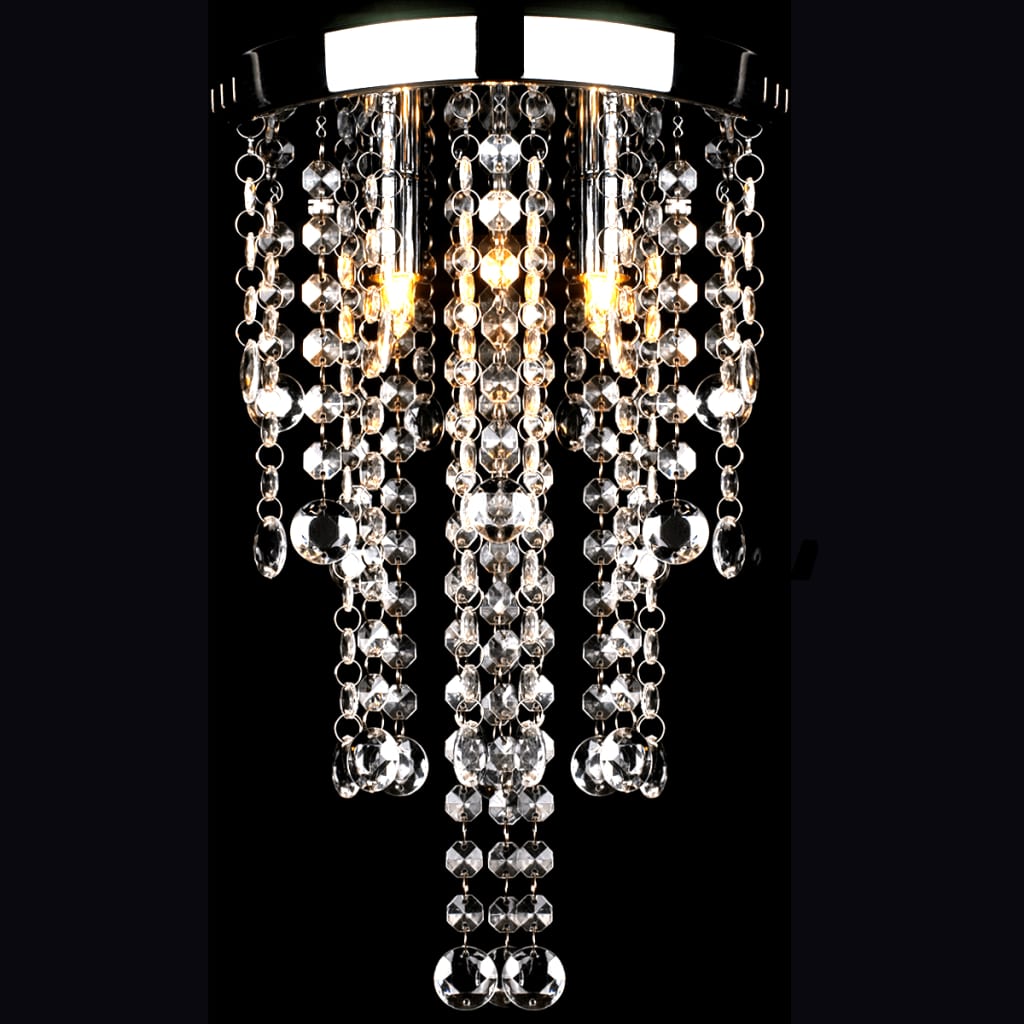 Plafondlamp met kristalkralen metaal wit - Griffin Retail
