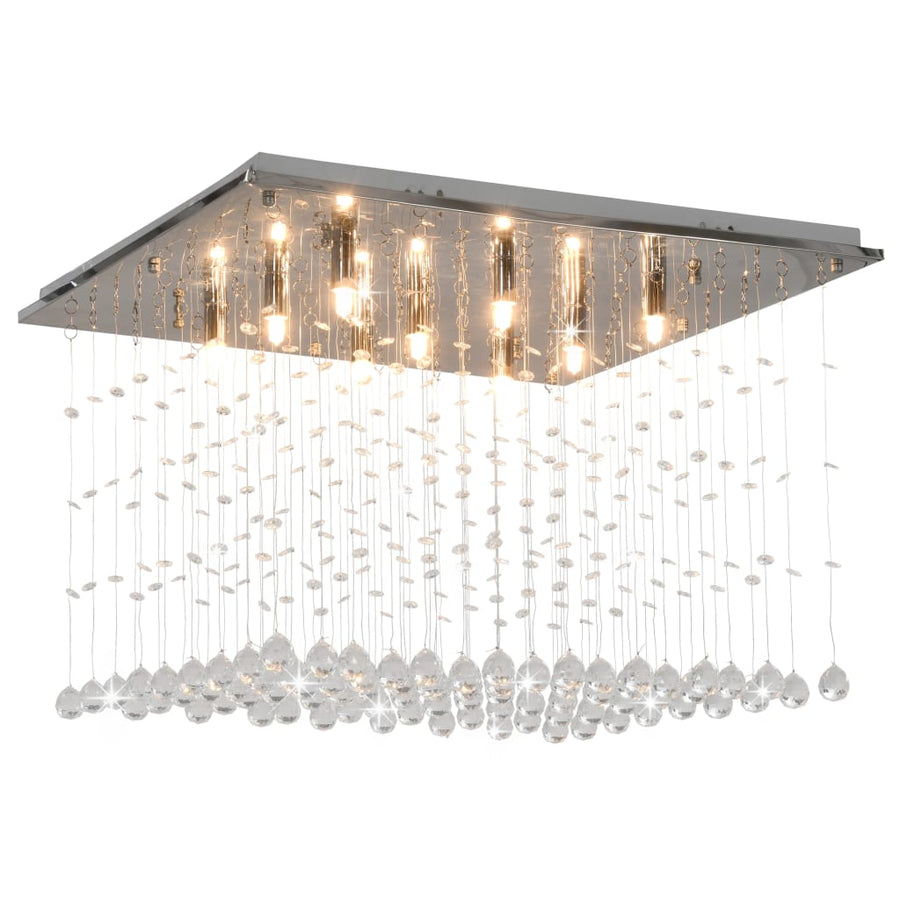 Plafondlamp met kristallen kralen kubus G9 zilverkleurig - Griffin Retail