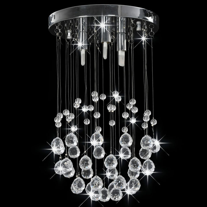 Plafondlamp met kristallen kralen rond 3xG9 zilverkleurig - Griffin Retail