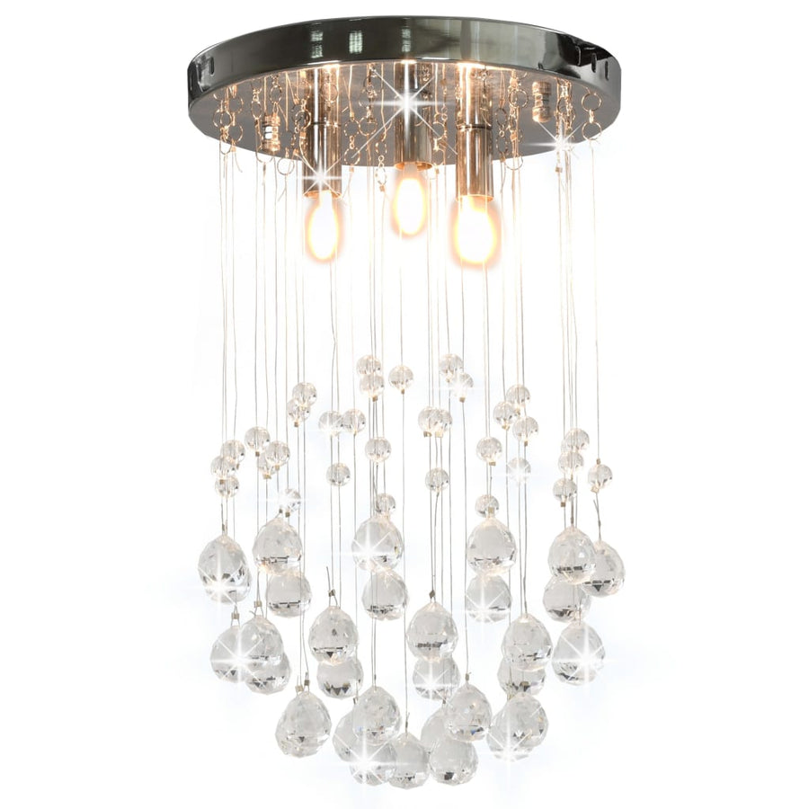 Plafondlamp met kristallen kralen rond 3xG9 zilverkleurig - Griffin Retail