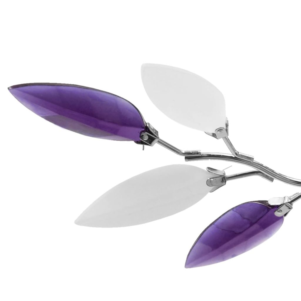 Plafondlamp witte en paarse acryl kristal bladeren 3xE14 - Griffin Retail
