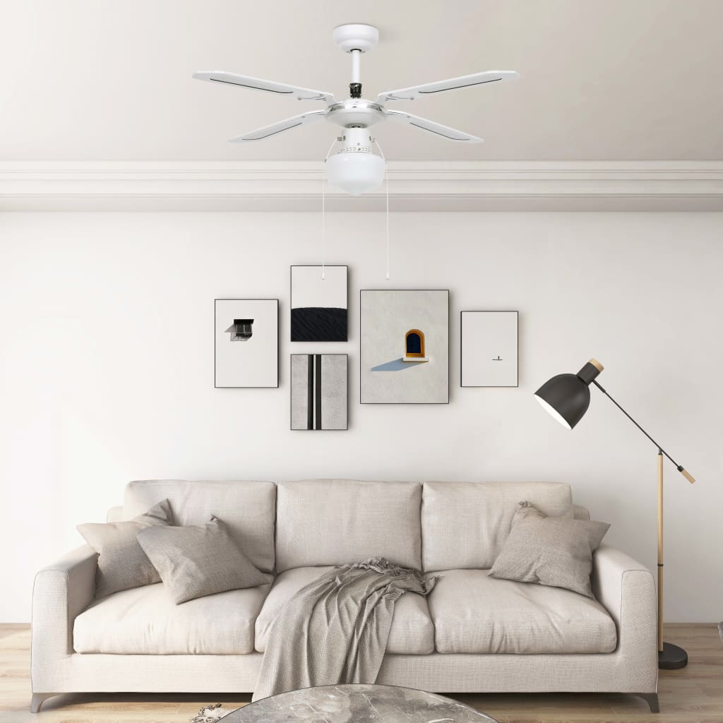 Plafondventilator met lamp 106 cm wit - Griffin Retail