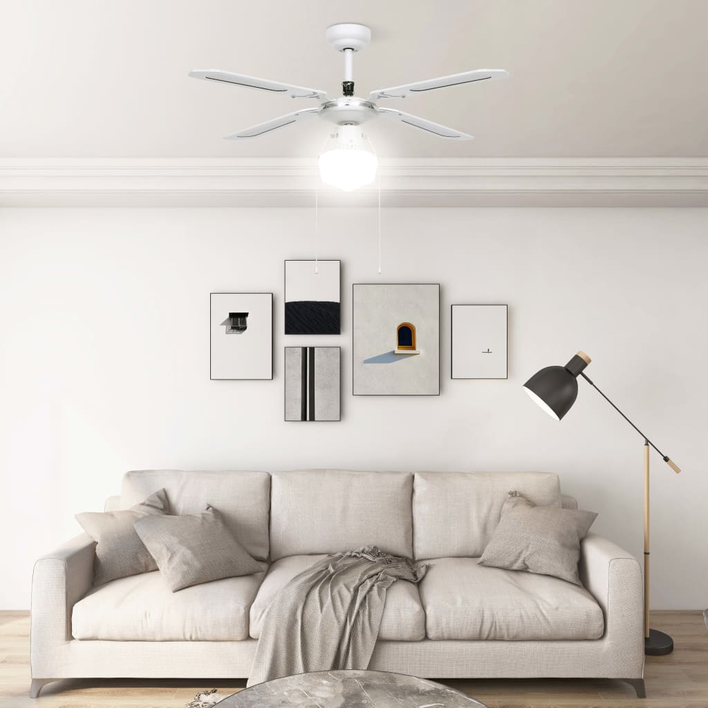 Plafondventilator met lamp 106 cm wit - Griffin Retail