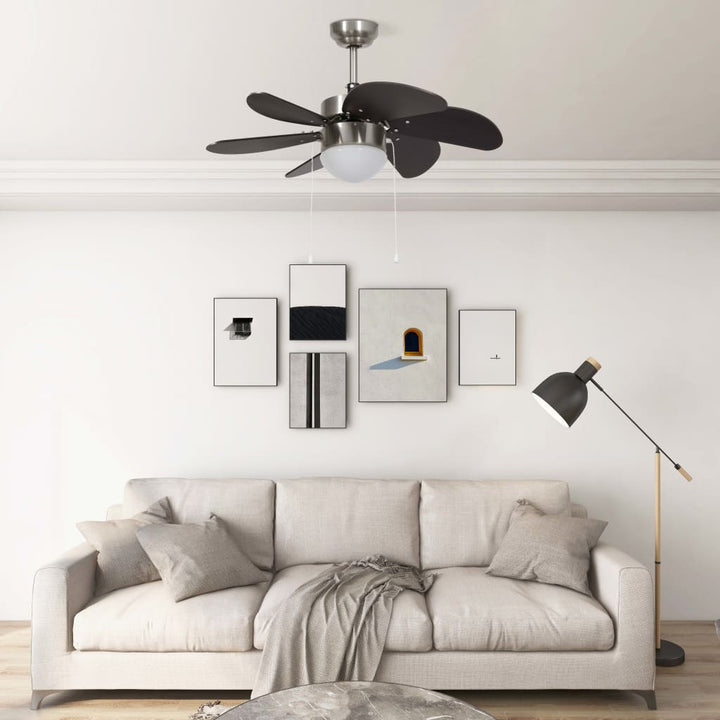 Plafondventilator met lamp 76 cm donkerbruin - Griffin Retail