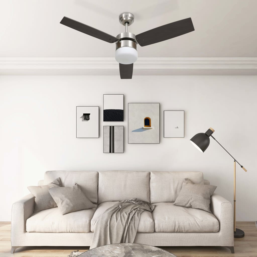Plafondventilator met lamp afstandsbediening 108 cm donkerbruin - Griffin Retail