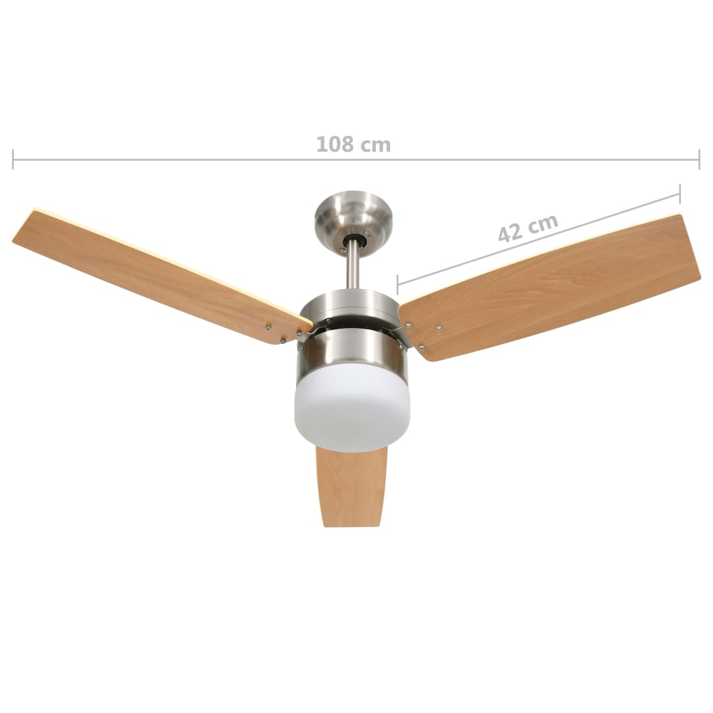 Plafondventilator met lamp afstandsbediening 108 cm lichtbruin - Griffin Retail