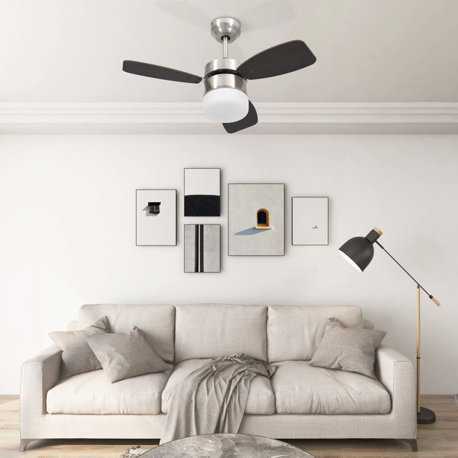 Plafondventilator met lamp en afstandsbediening 76 cm donkerbruin - Griffin Retail