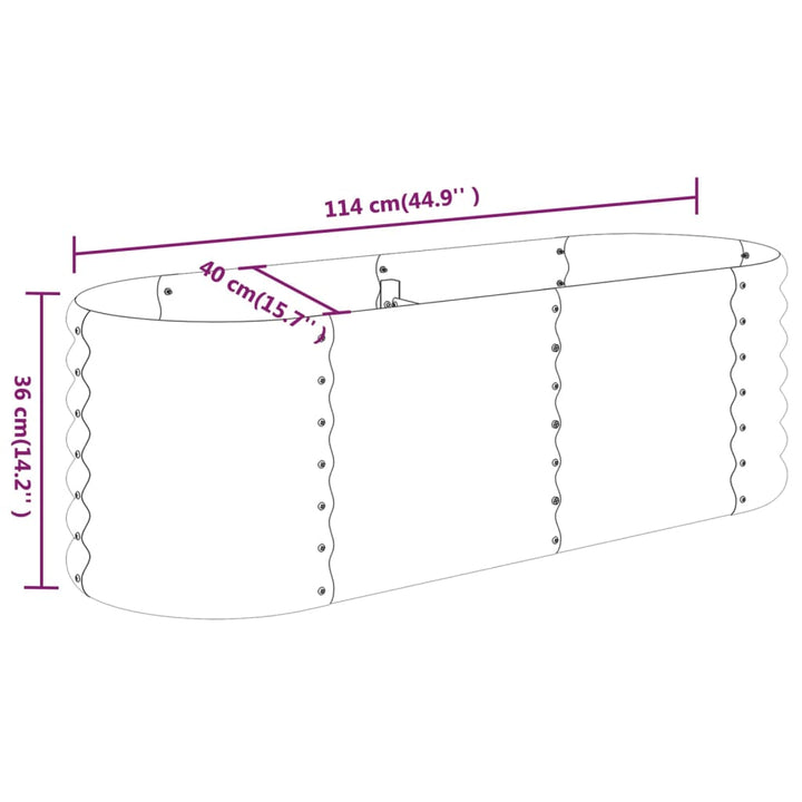 Plantenbak 114x40x36 cm gepoedercoat staal zilverkleurig - Griffin Retail