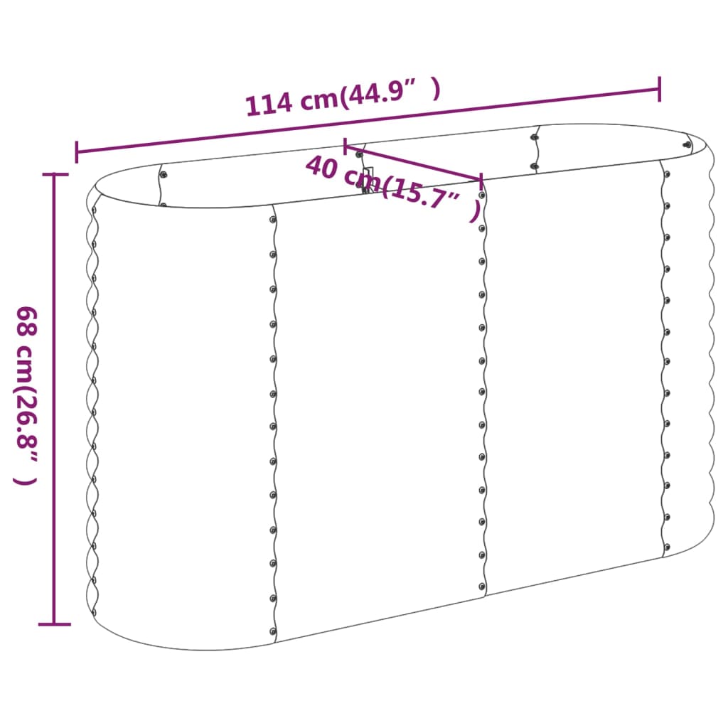 Plantenbak 114x40x68 cm gepoedercoat staal grijs - Griffin Retail