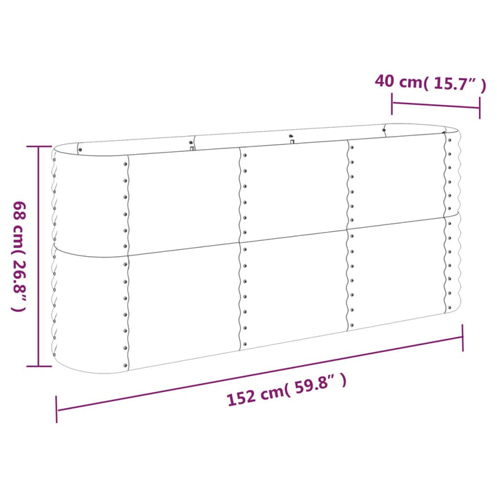 Plantenbak 152x40x68 cm gepoedercoat staal zilverkleurig - Griffin Retail