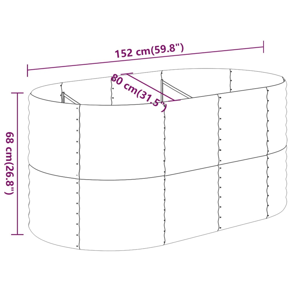 Plantenbak 152x80x68 cm gepoedercoat staal grijs - Griffin Retail