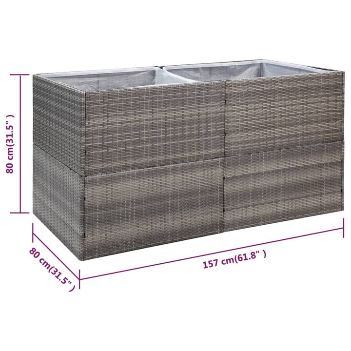 Plantenbak 157x80x80 cm poly rattan grijs - Griffin Retail