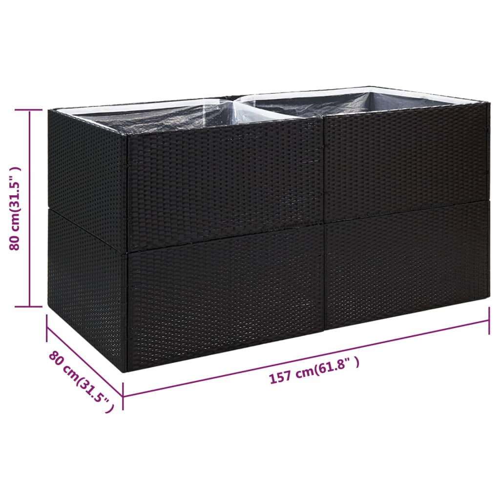 Plantenbak 157x80x80 cm poly rattan zwart - Griffin Retail