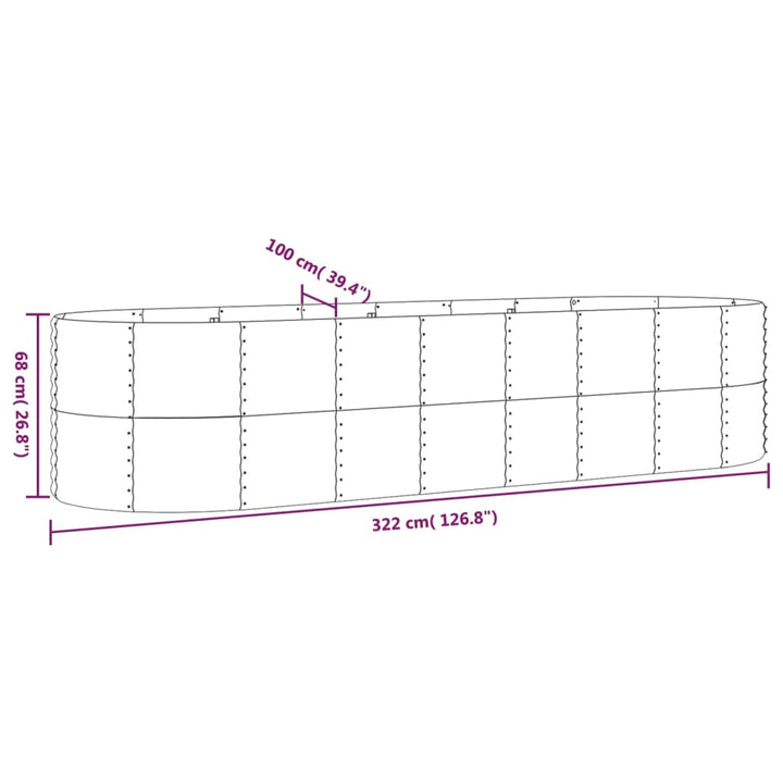 Plantenbak 322x100x68 cm gepoedercoat staal grijs - Griffin Retail