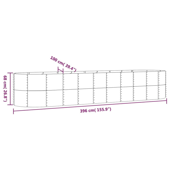 Plantenbak 396x100x68 cm gepoedercoat staal groen - Griffin Retail