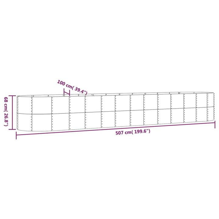 Plantenbak 507x100x68 cm gepoedercoat staal bruin - Griffin Retail