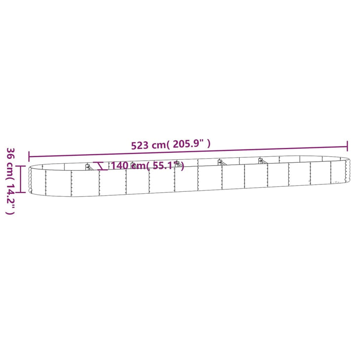 Plantenbak 523x140x36 cm gepoedercoat staal grijs - Griffin Retail