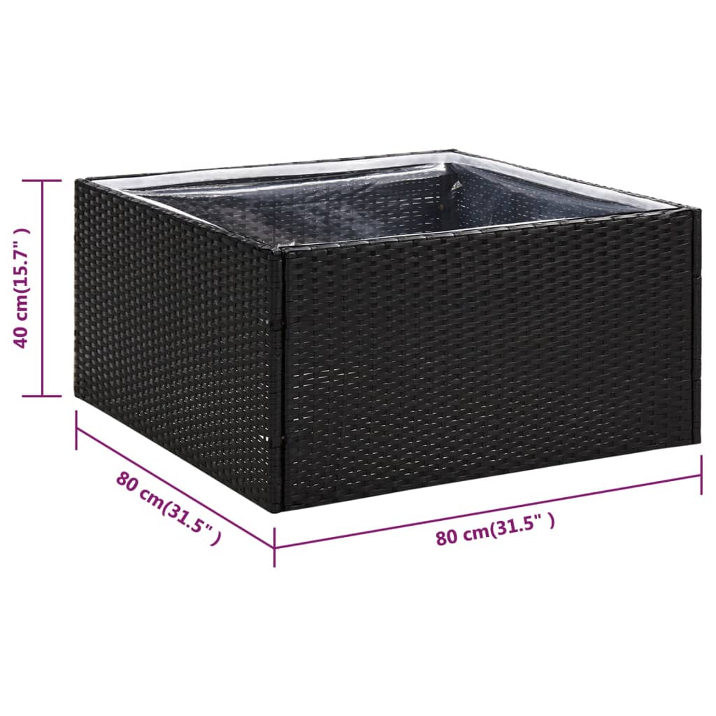 Plantenbak 80x80x40 cm poly rattan zwart - Griffin Retail