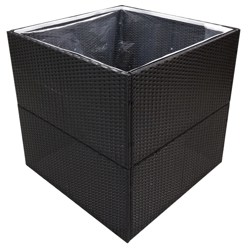 Plantenbak 80x80x80 cm poly rattan zwart - Griffin Retail