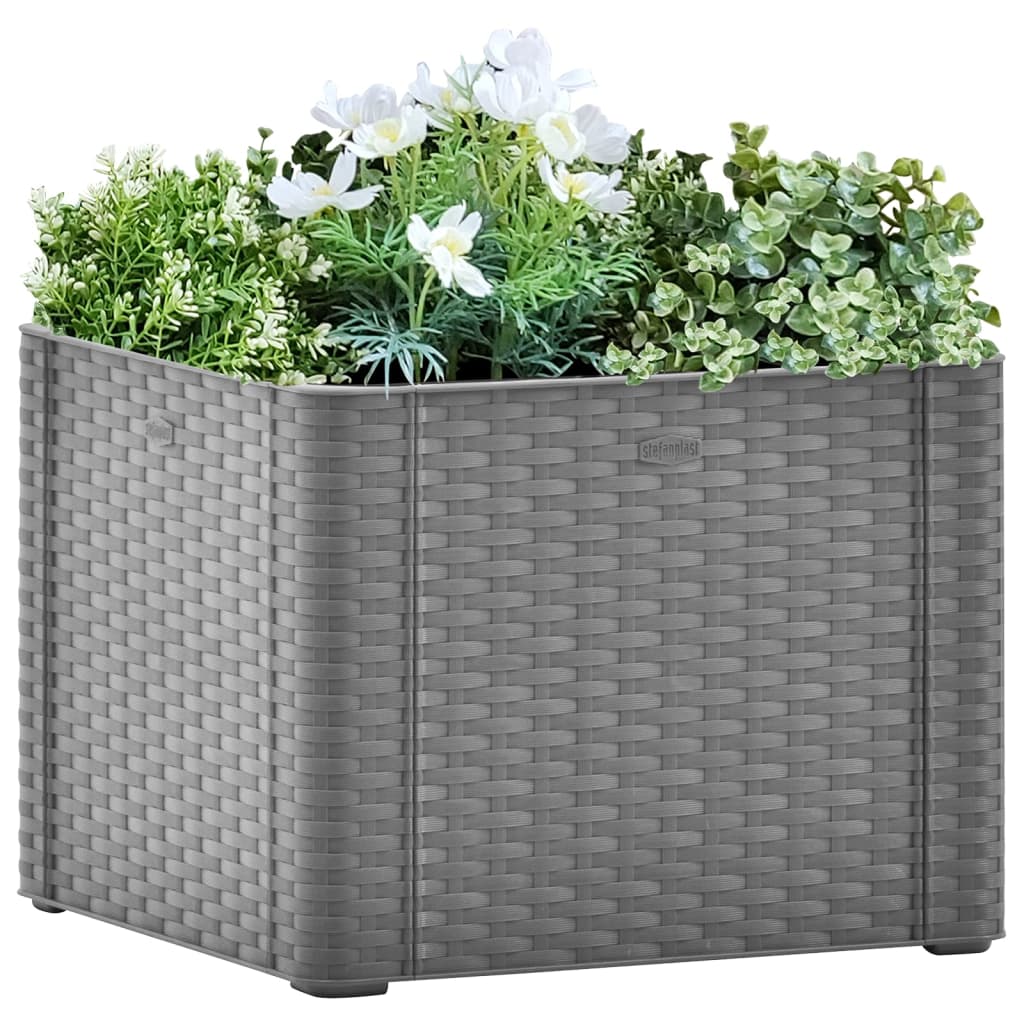 Plantenbak hoog met zelfbewateringssysteem 43x43x33 cm grijs - Griffin Retail