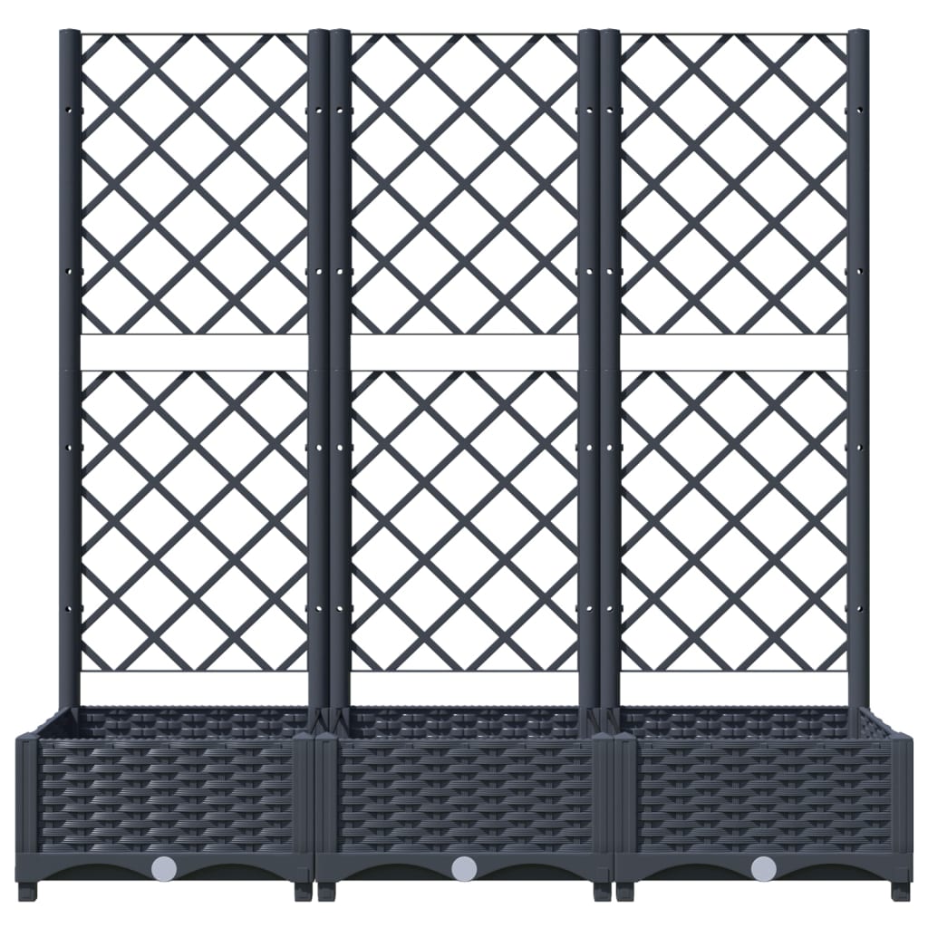 Plantenbak met latwerk 120x40x121,5 cm polypropeen donkergrijs - Griffin Retail