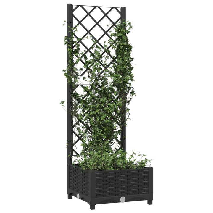 Plantenbak met latwerk 40x40x121,5 cm polypropeen zwart - Griffin Retail