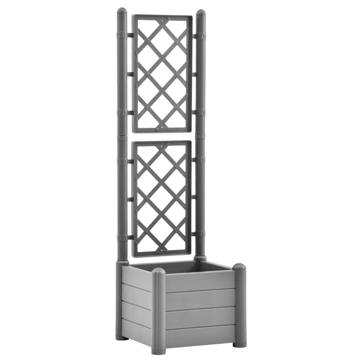 Plantenbak met latwerk 43x43x142 cm PP steengrijs - Griffin Retail