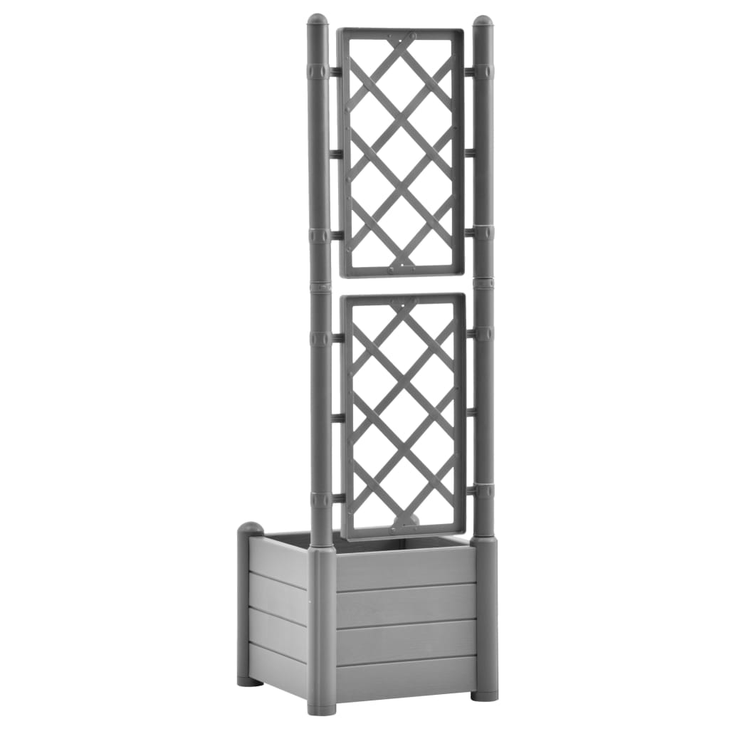 Plantenbak met latwerk 43x43x142 cm PP steengrijs - Griffin Retail