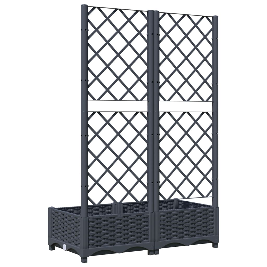 Plantenbak met latwerk 80x40x121,5 cm polypropeen donkergrijs - Griffin Retail