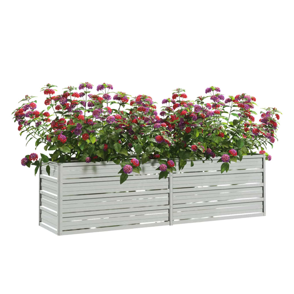 Plantenbak verhoogd 160x40x45 cm gegalvaniseerd staal zilver - Griffin Retail