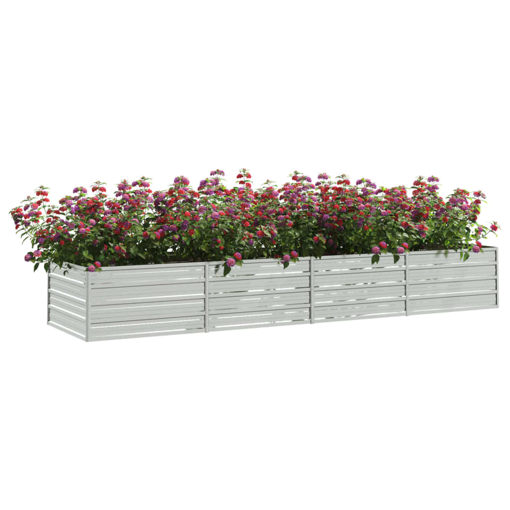 Plantenbak verhoogd 320x80x45 cm gegalvaniseerd staal zilver - Griffin Retail