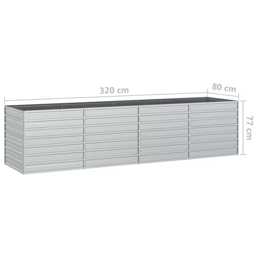 Plantenbak verhoogd 320x80x77 cm gegalvaniseerd staal zilver - Griffin Retail