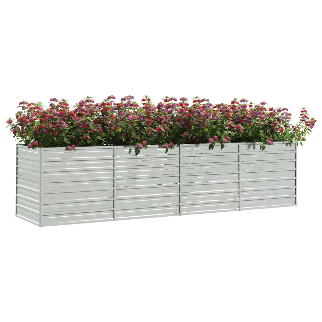 Plantenbak verhoogd 320x80x77 cm gegalvaniseerd staal zilver - Griffin Retail