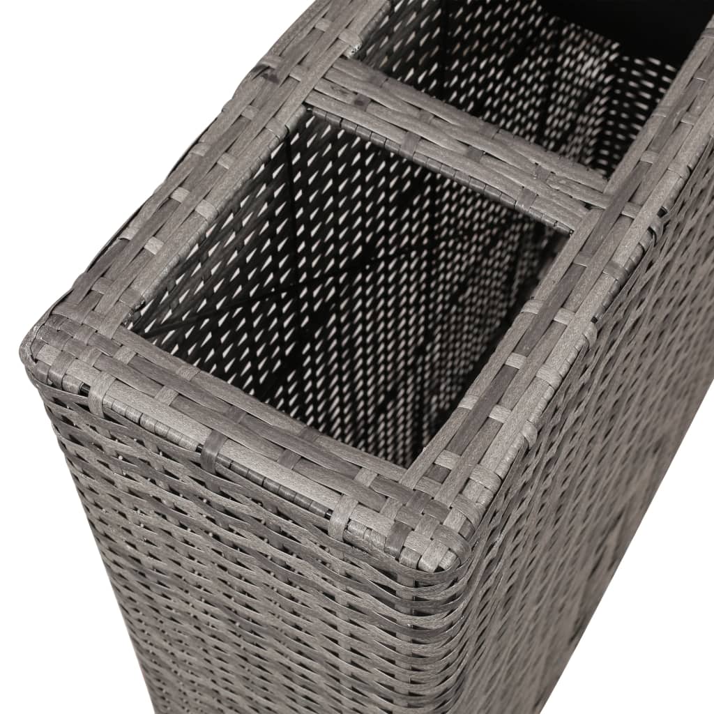 Plantenbak verhoogd met 4 potten 2 st poly rattan grijs - Griffin Retail