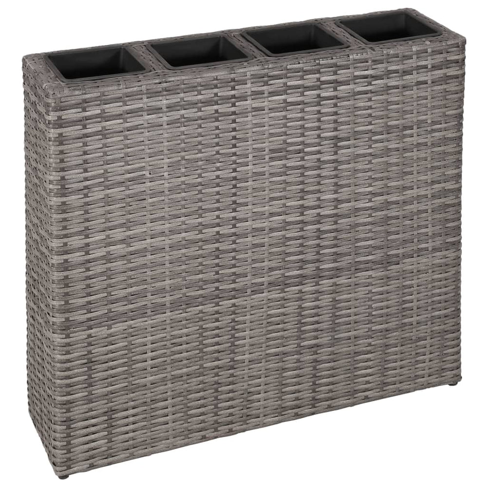 Plantenbak verhoogd met 4 potten 2 st poly rattan grijs - Griffin Retail