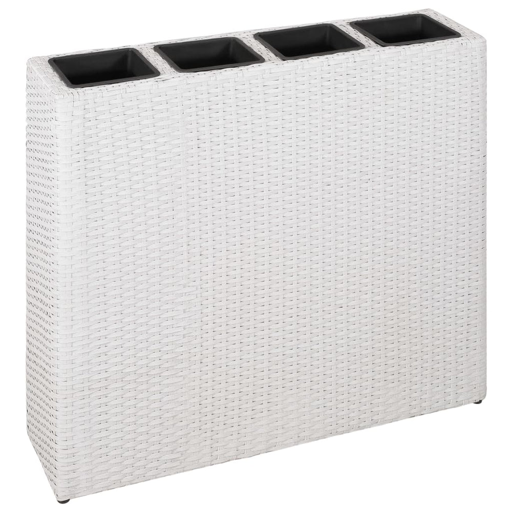 Plantenbak verhoogd met 4 potten 2 st poly rattan wit - Griffin Retail