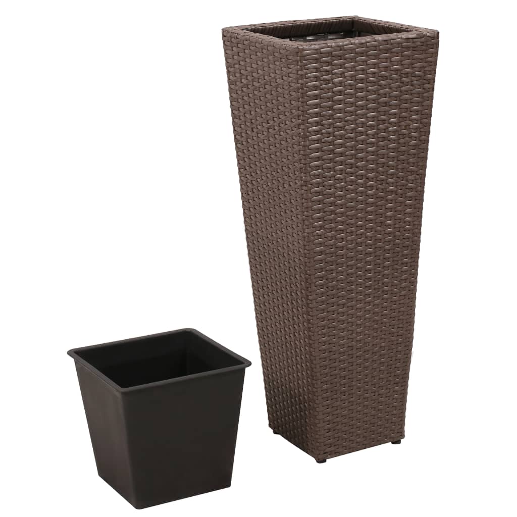 Plantenbakken verhoogd 3 st poly rattan bruin - Griffin Retail