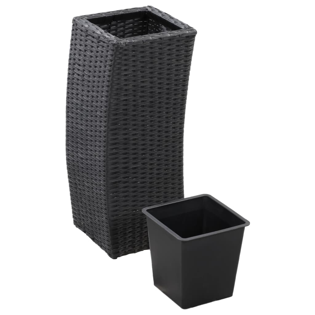 Plantenbakken verhoogd 3 st poly rattan zwart - Griffin Retail